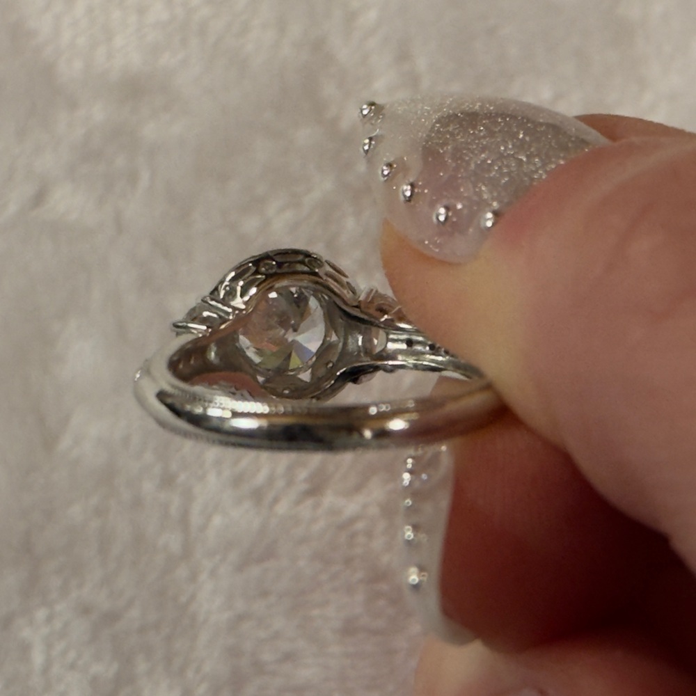 Sterling Silver Vintage Style Round CZ Halo Ring Size 8 1/2 - Picture 6 of 10